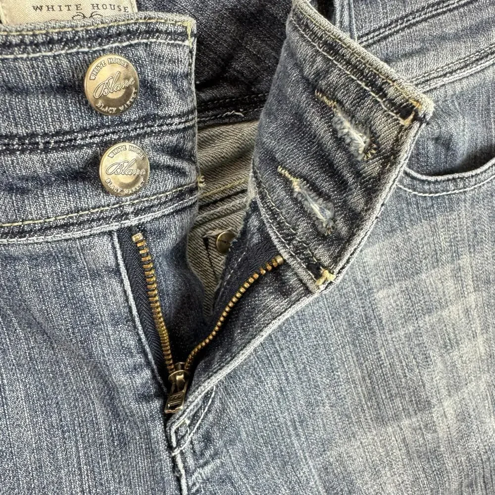 White House Black Market Cotton Medium Wash Mid Rise Denim Bermuda Shorts Size 6